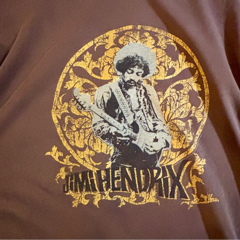 Jimi Hendrix 🎸 Vintage Short Sleeve Brown & Gold Graphic Tee Size Medium 🎸 - Picture 4 of 16